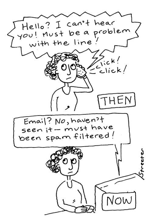 Then: phone static. Now: email spam filters.