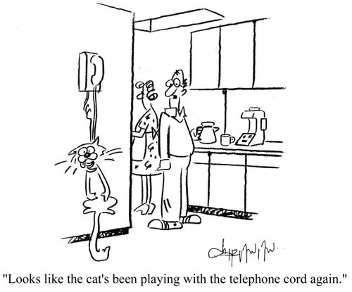'Looks like the cat's been playing with the telephone cord again.'