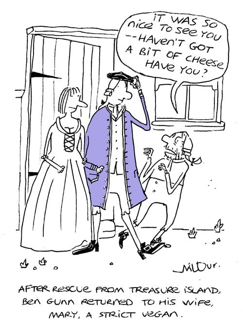 After rescue from Treasure Island, Benn Gunn returned to his wife, Mary, a strict vegan.