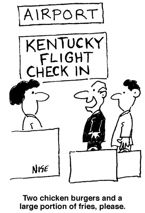 Kentucky Flight Check-in mistaken for a fast food outlet.
