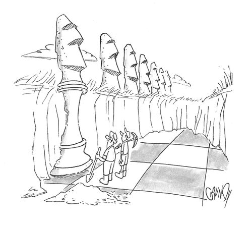 Archaeologists discover that Easter Island heads are giant chess pieces.