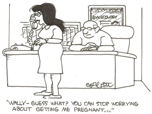 'Wally - guess what?  You can stop worrying about getting me pregnant...'
