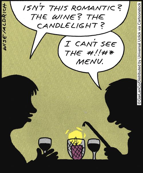 'Isn't this romantic? The wine? The candlelight?'