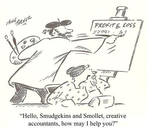 'Hello, Smudgekins and Smollet, creative accountants, how may I help you?'