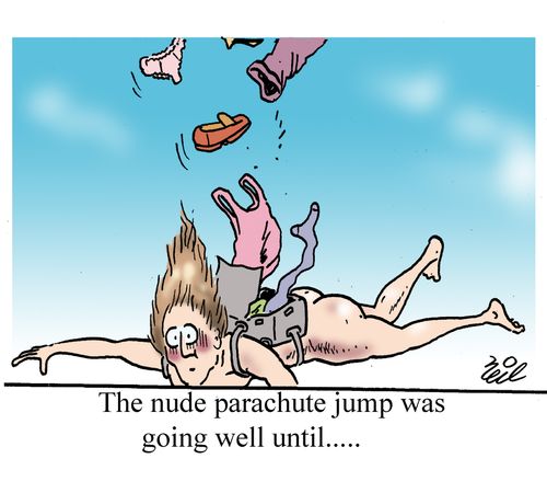 The nude parachute jump was going well until...