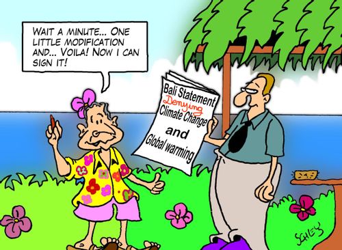 Bali Statement: 'Wait a minute. . . one little modification and . . . Viola! Now I can sign it!'