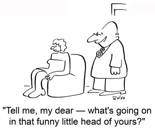 'Tell me, my dear — what's going on in that funny little head of yours?'
