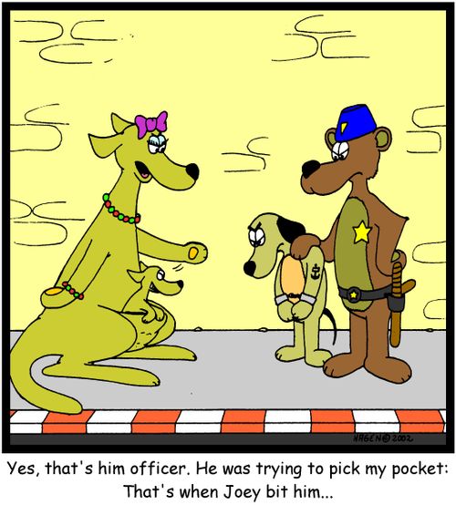 Yes, that's him officer. He was trying to pick my pocket: That's when Joey bit him...