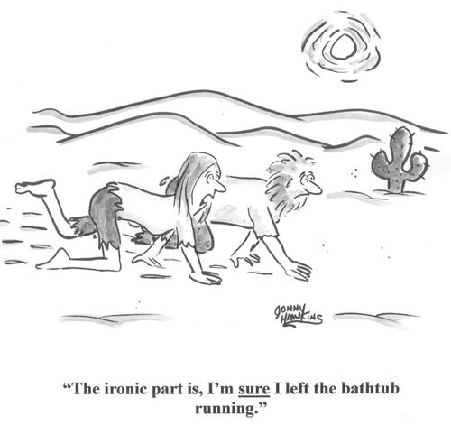 'The ironic part is, I'm sure I left the bathtub running.'