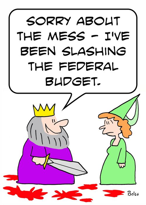 'Sorry about the mess -- I've been slashing the Federal budget.'