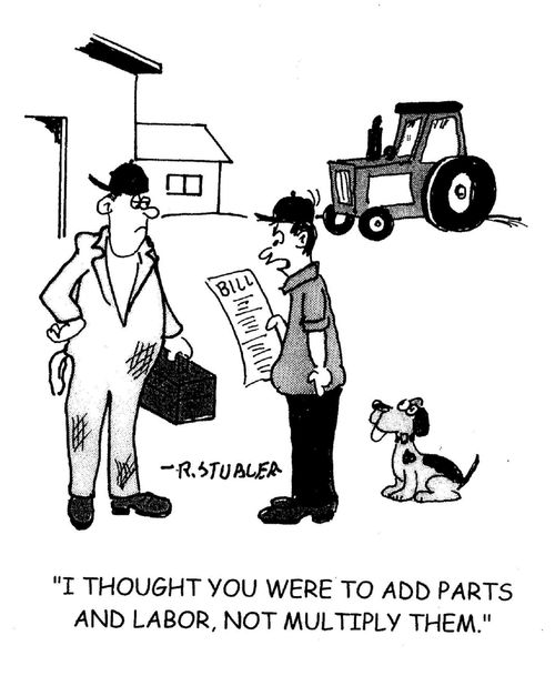 Farmer complaining about his repair bill.