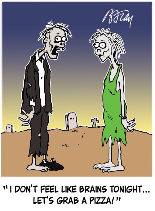 'I don't feel like brains tonight...let's grab a pizza!'