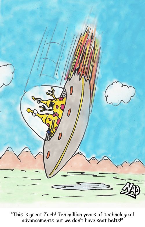 'Ten million years of technology and the aliens don't even have seat belts!'