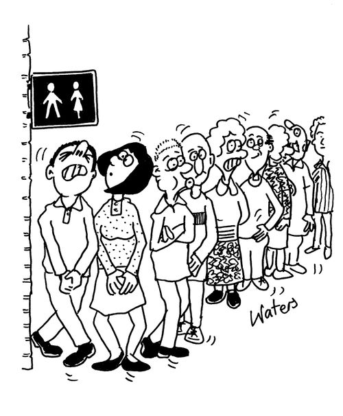 Queue for the toilet.