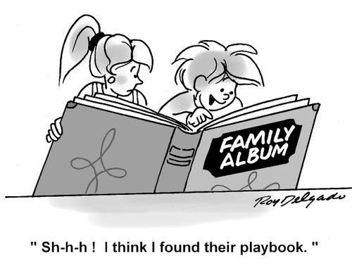 'Shhh! I think I found their playbook.'