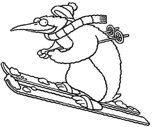 Penguin on skis.