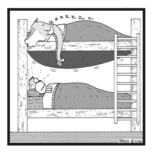 Elephant on Bunk Bed above Monkey