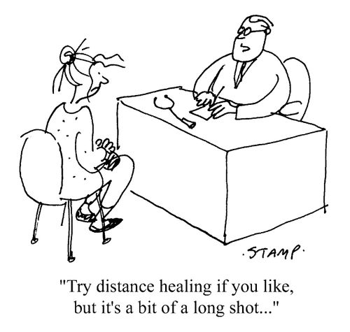 "Try distance healing if you like, but it's a bit of a long shot"