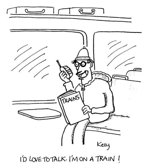 "I'd love to talk. I'm on a train!"