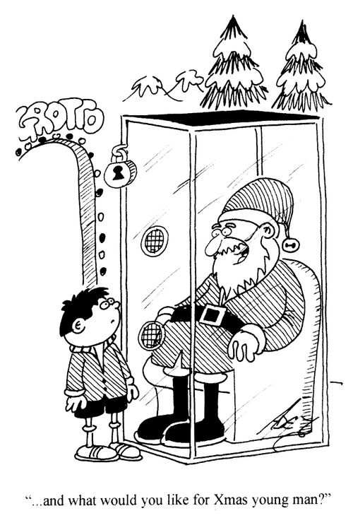 Santa in a secure grotto.