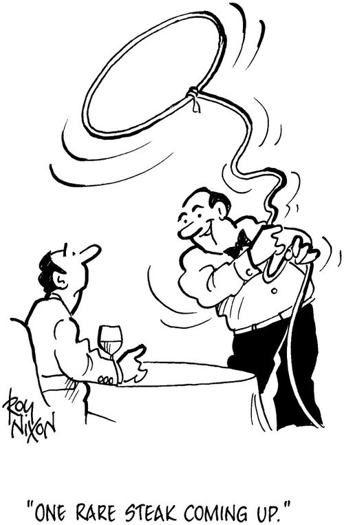 'One rare steak coming up.'