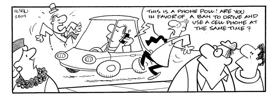 'This is a phone poll!  Are you in favor of a ban to drive and use a cell phone at the same time?'