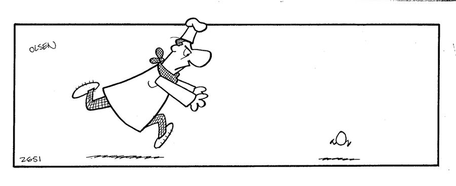 Chef chases after a runaway egg.