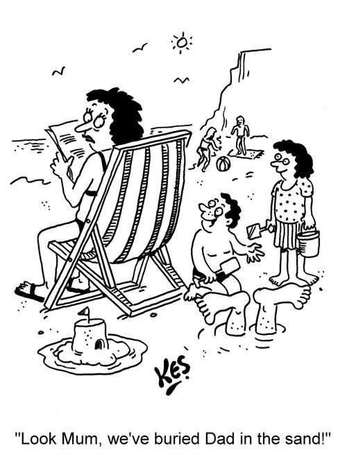 'Look Mum, we've buried Dad in the sand!'