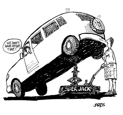 'We don't have a flat tire!'