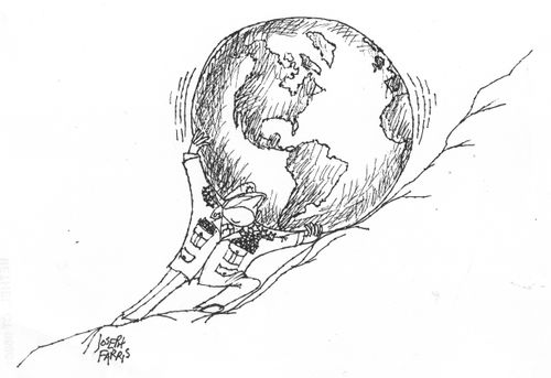 United States General Pushing the World up a Mountain