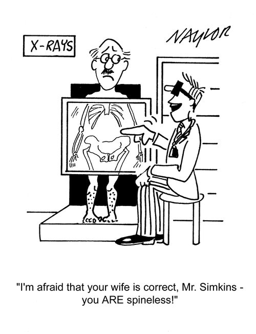 'I'm afraid that your wife is correct, Mr. Simkins - you ARE spineless!'
