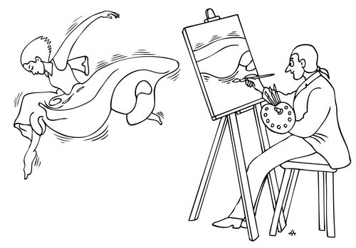 Artist painting a dancer.