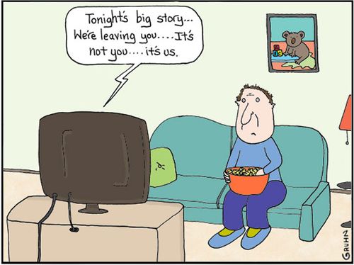 "Tonight's big story... we're leaving you... it's not you, it's us..."