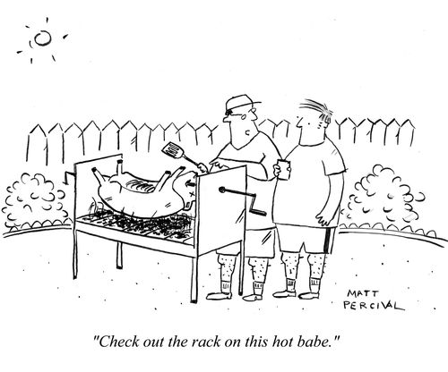 'Check out the rack on this hot babe.'