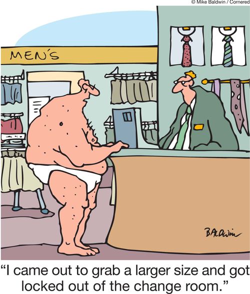 'I came out to grab a larger size and got locked out of the change room.'