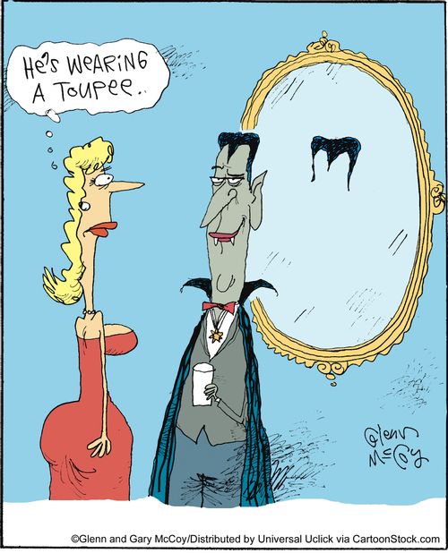 'He's wearing a toupee.'