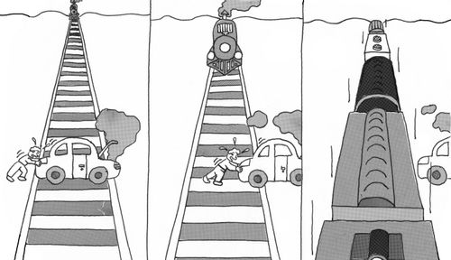 Man pushes stalled car off railroad track just in time! (sort of)