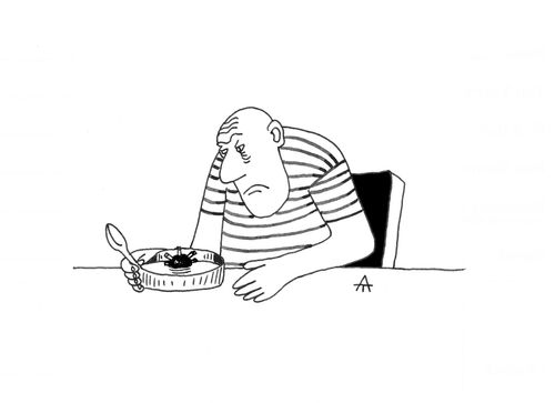 Man finds a mine in his soup.