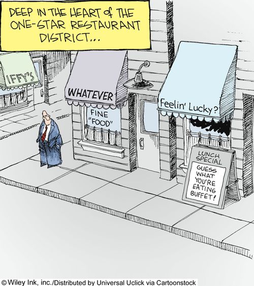 Deep in the heart of the one-star restaurant district...'Guess what you're eating buffet!'