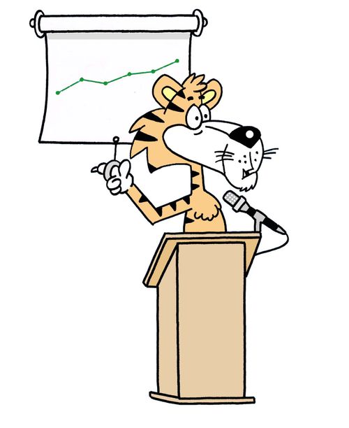 Tiger giving a business presentation.