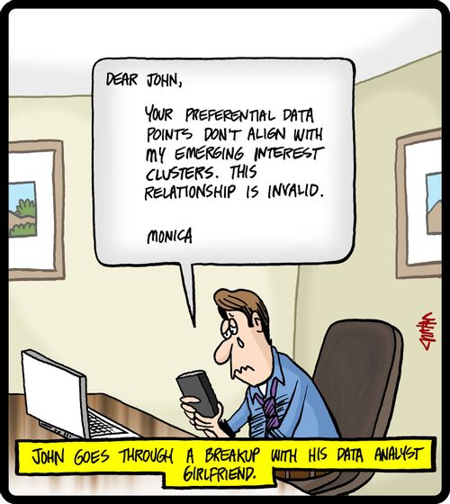 John goes through a breakup with his data analyst girlfriend.