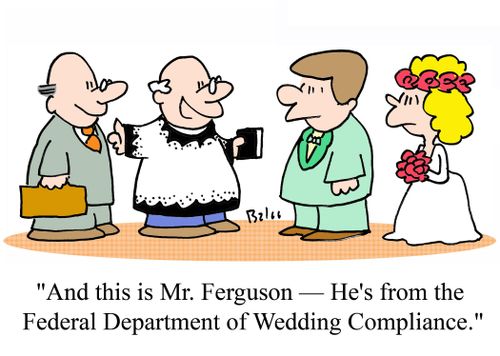 'And this is Mr. Ferguson - He's from the Federal Department of Wedding Compliance.'