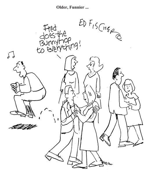 'Fred does the bunny hop to everything!'