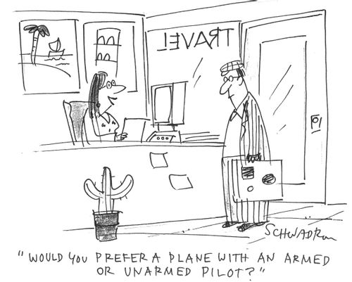 'would you prefer a plane with an armed or unarmed pilot?'