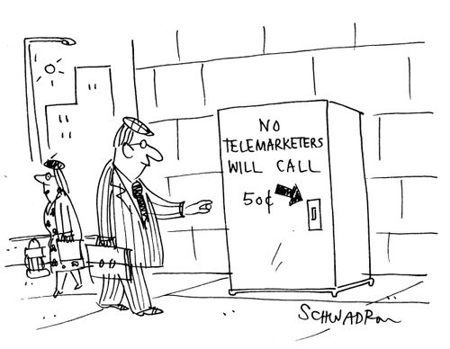Vending machine says: 'No telemarketers will call' 50c.