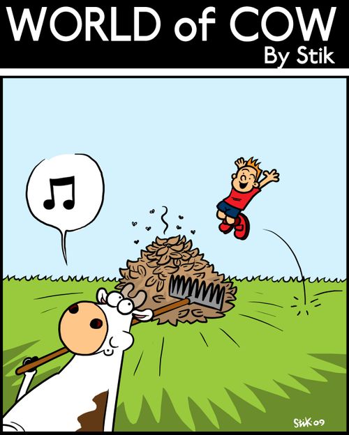 Cows with a rake in Autumn cannot be trusted.