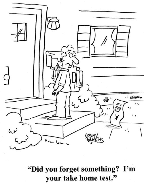 Paper to kid: 'Did you forget something? I'm your take home test.'