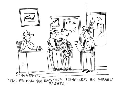 'Can he call you back? He's being read his Miranda rights!'