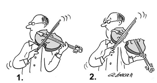 Playing violin.