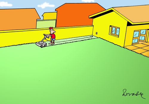 Mowing the lawn.